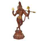 ARTVARKO Brass Krishna Bhagwan Murti -18 Inches Kishan Idol Statue for Home Mandir Office Temple Marriage Gift (Rare Gold Antique Dust Finish)
