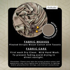 FAHABO Scarf Woman Pleated Stripes Woven Cotton Scarves with Tassels | Hijab Scarf | Headscarf | Neck Scarf | Stoles | Wraps (Brown with Green Stripes)