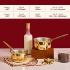 P•TAL Brass Saucepan 1.8L with Insulated Heat-Resistant Handle | 100% Pure Brass Tin Coated Tea Pan | Chemical-Free and Non-Stick (Free 30ml Copper & Brasss Cleaning Solution)