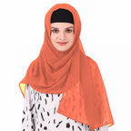 MyBatua Long Hijab in Breathable Soft Georgette large Head Wrap, Wholesale Price, 1pc Scarf HJ-020 (50x180 cm, Coral)