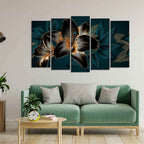 VIBECRAFTS Beautiful Lilies Flowers Canvas Wall Painting Set of Five Pieces For Home|Office|Living Room|Gift (PTVC5Pcs2_6594)