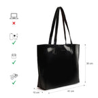 Fastrack Black Patent Party Tote Bag for Women, Girls and Ladies | Spacious Tote Bag with Button Closure