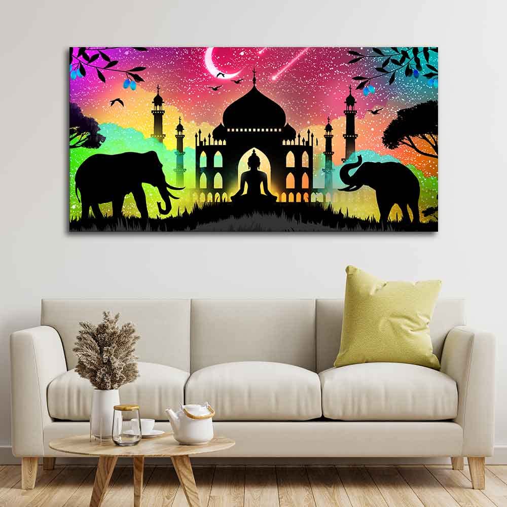 VIBECRAFTS Canvas Paintings for Living Room Drawing Room Vector Illustration Art Canvas Wall Painting Fitted With Wooden Frame For Home | Office | Living Room | Gifts (PTVCH_2537)