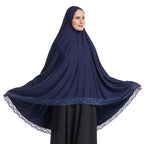 ICW Women Stretchable Jersey Jilbab Cum Prayer khimar Hijab (Free Size) 42 Inch (Blue)
