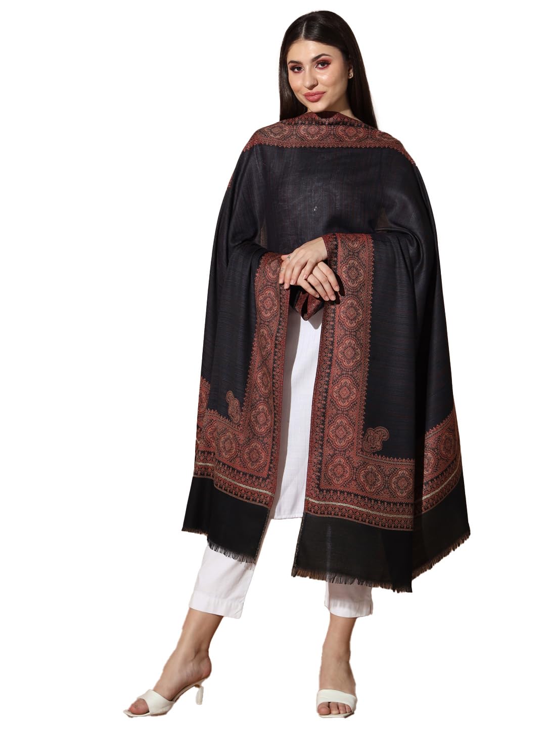 Pashmoda Women Chaman Woven Design Jamawar Shawl (Size 101X203 CM)