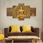 VIBECRAFTS Spiritual Buddha Wall Painting Five Pieces For Home|Office|Living Room|Gift (PTVC5Pcs1_5550)
