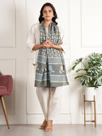 RAI SAHAB Printed Cotton Scarf for Women, Lightweight Soft Scarves Stoles for Summer & Winter(ST-88GREY10)