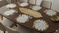 Premium Dining Table Mat Set with Center Table Runner Leaf Texture Design for Kitchen,Dining Room and Home Table (Luxury Floral Design Table mat + Tropical Leaf Table Runner, Pack of 7 (6+1)) Kafalo