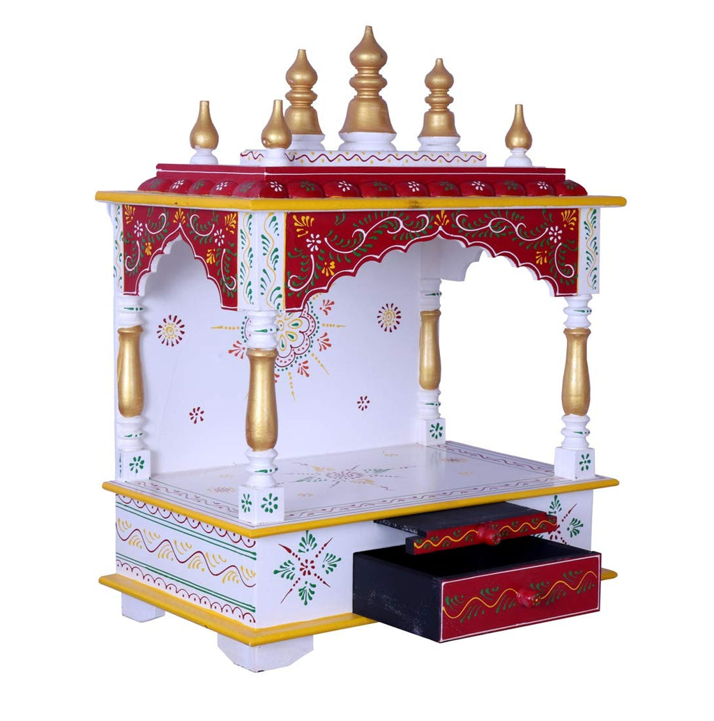 Kamdhenu Art and Craft Wood Home Temple (45 x 30 x 60 cm, White)