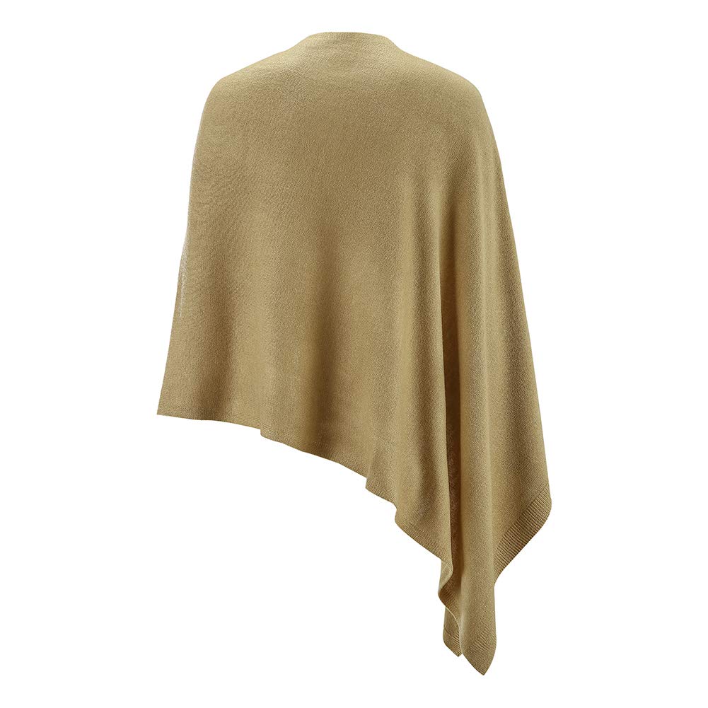 Women Ponchos Sweater Versatile Lightweight Solid Knitted Shawl Wrap Scarf Cape Accessories for Womens Camel