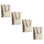 Soul Artisan Cotton Canvas Tote Bag with Bottom Gusset and Strong Handle (Size: 14X16 Inch, 13 Inch Handle) - Pack of 4 - Foldable Reusable Shopping Hand Bag for Office, College, Travel & Daily Use
