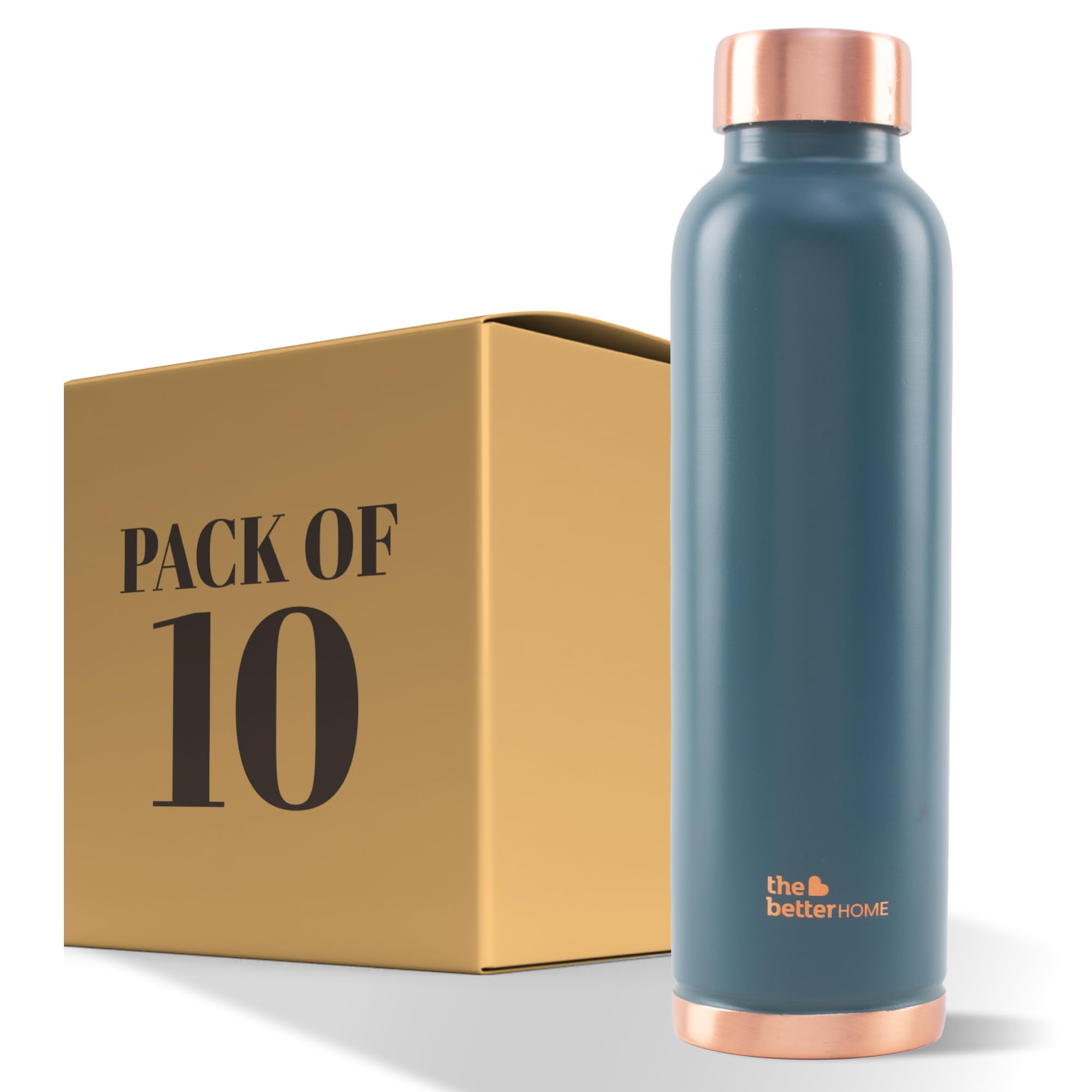 The Better Home Copper Water Bottle 1 Litre | With Anti Oxidant Properties |Boosts Immunity & improves Health| Copper Water Bottles 1+ Litre | 100% Copper Water Bottle | Teal(Pack of 10)