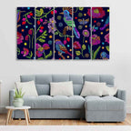 VIBECRAFTS Beautiful Birds, Flowers & Butterfly 5 Pieces Canvas Wall Painting For Home | Office | Living Room | Gift (PTVC5Pcs4_8546)