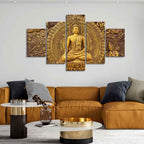 VIBECRAFTS Spiritual Buddha Wall Painting Five Pieces For Home|Office|Living Room|Gift (PTVC5Pcs1_5550)
