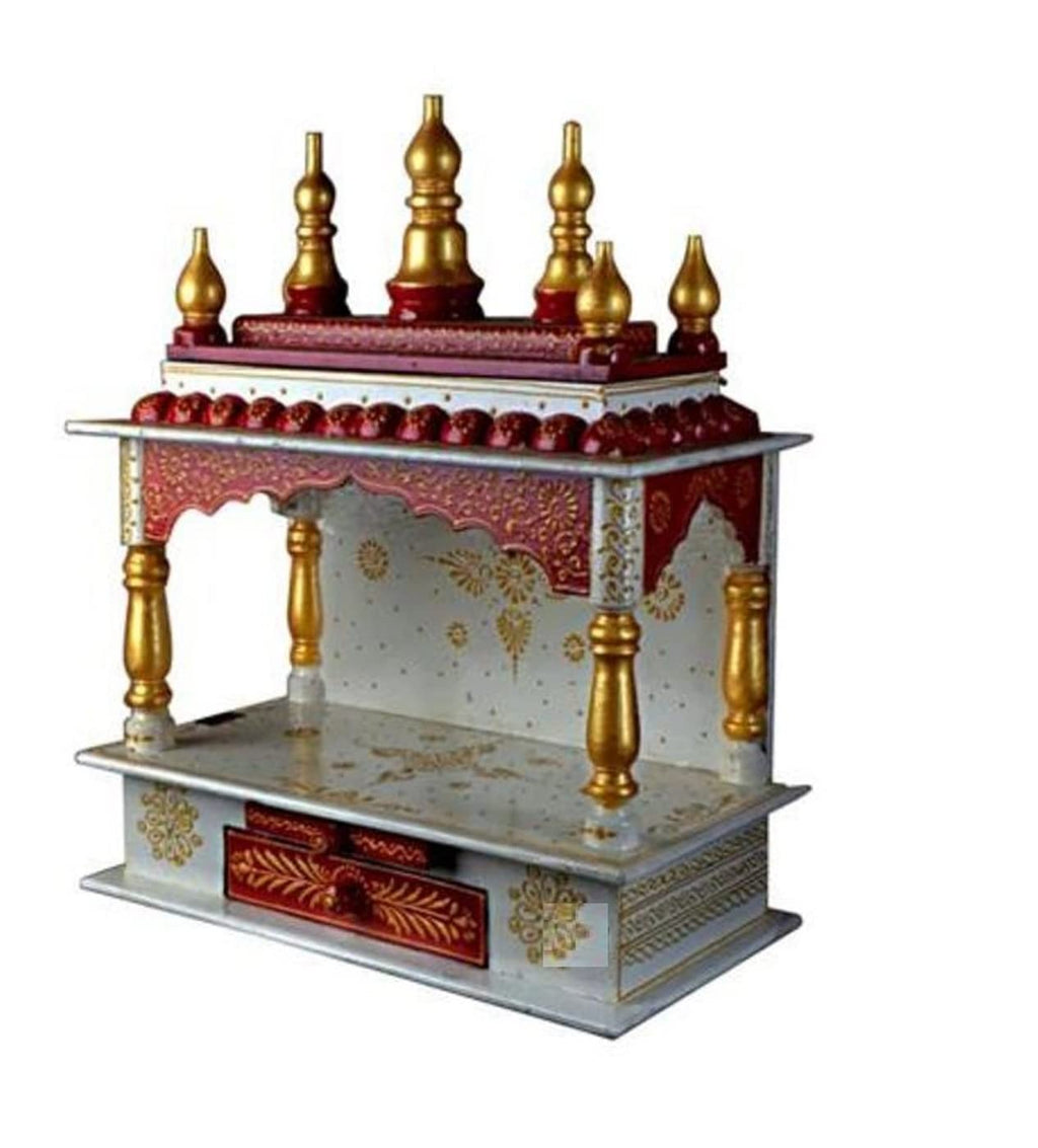 Kamdhenu Art and Craft Wood Home Temple, White, 15 x 8 x 18 inch, Standard