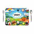 VS GIFTS Customized Table Mat with Name & Design Engraving | Personalized Dining Mat with Spoon & Fork | Customized Birthday Gift for Kids (Football) Kafalo