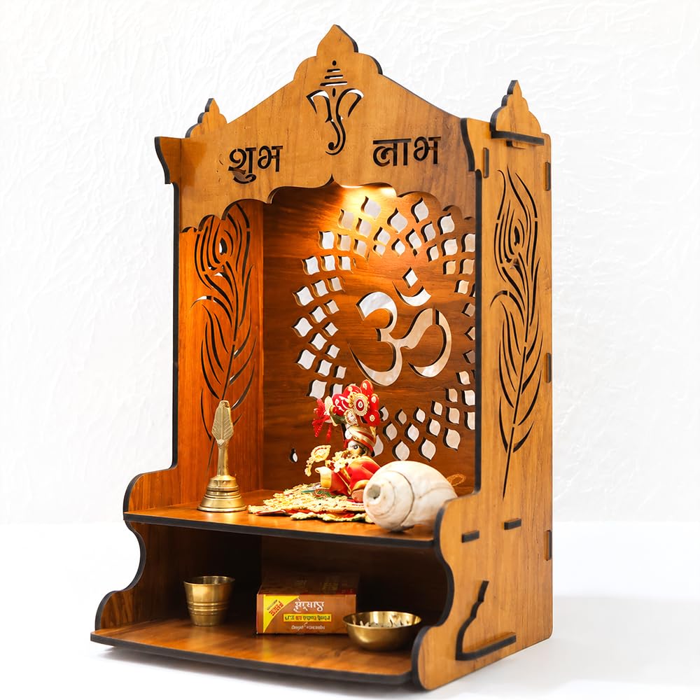 Sehaz Artworks OM Puja Mandir for Home Big Size | Pooja Mandir - 42 x 23 CM