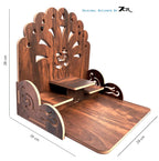 7CR Wooden Wall Mounted Temple for Home | Handcrafted Pooja Mandir Shelf with Decorative Back Panel, Puja Temple Shelf for Home