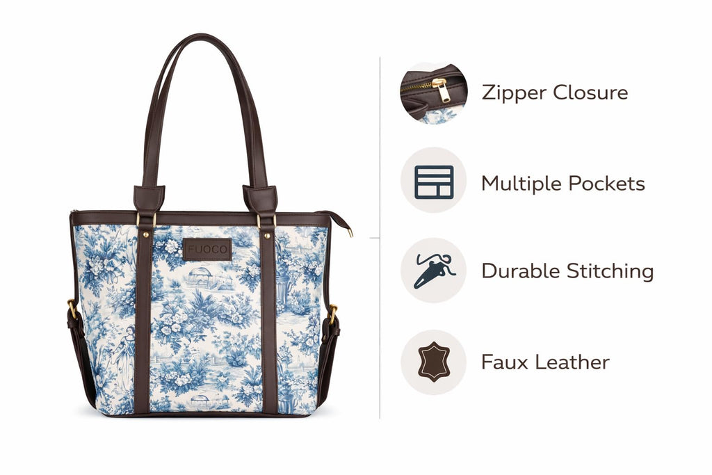 FUOCO Stylish Handbags & Tote Bags for Women – Large Capacity Shoulder & Crossbody Side Bag with Adjustable Strap & Zipper Closure for Office, Work, College & Travel