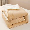Goyal's Ultra Soft Flannel Sherpa Blanket for AC Room, Mild & Heavy Winter Use | Single Bed Reversible Plush 500GSM Blanket 55 x 90 Inches | Thick Warm Cozy Dual Layer Microfibre Throw - Golden Beige Kafalo
