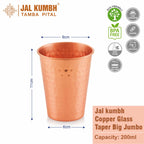 Jalkumbh Pure Copper Glasses Tapper Big Jumbo Water Glass Pure Tamba Glass for Drinking & Serving Water Tumbler-350 ML