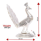 KridayKraft Peacock Metal Statue Idol Decorative Showpiece Feng Shui As Table Top Figurine for Living Room Bedroom Home Office Décor for Decoration & Gifting Purpose (Silver)