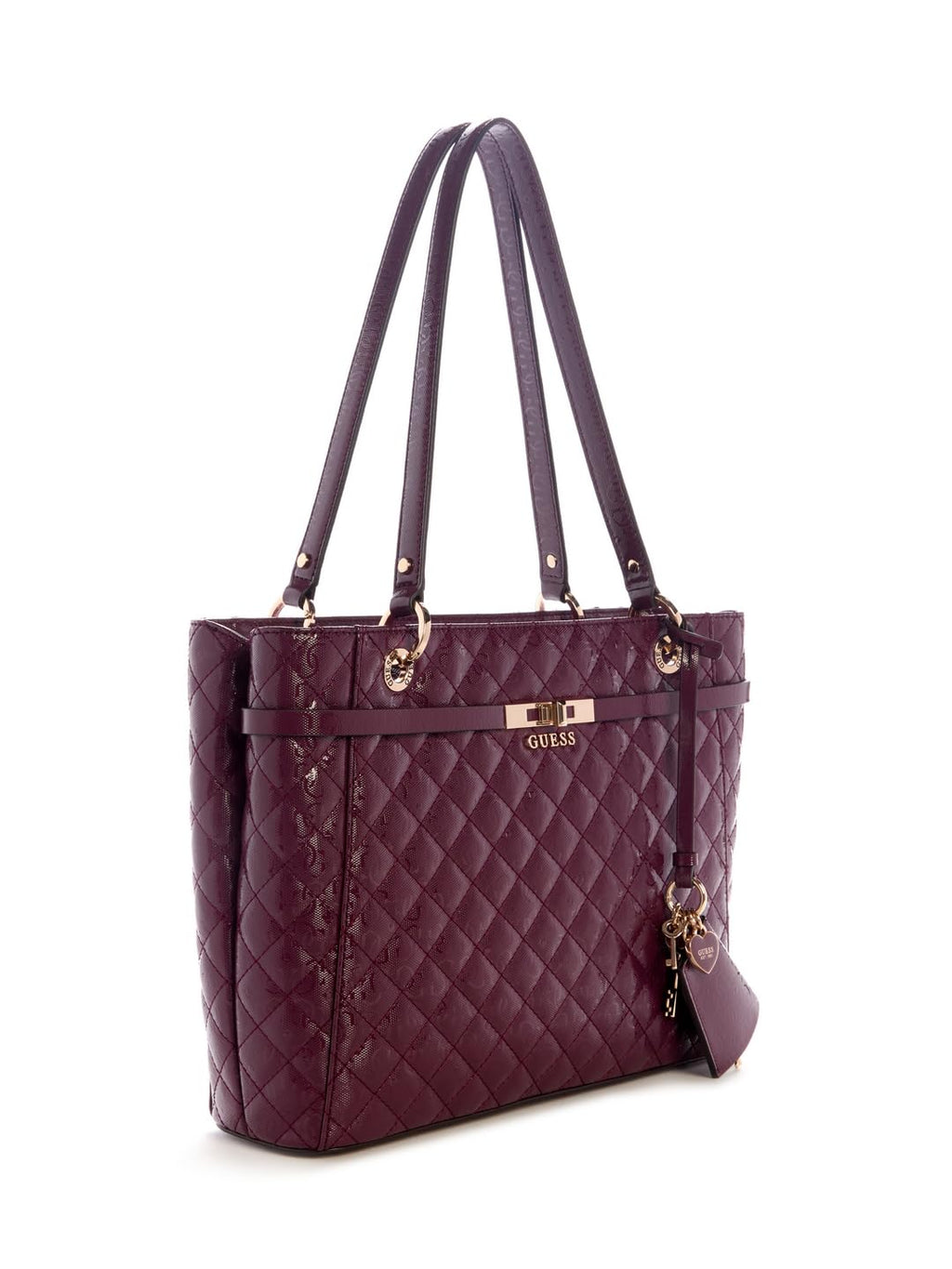 GUESS Wine Quilted Idra Noel Tote Bag