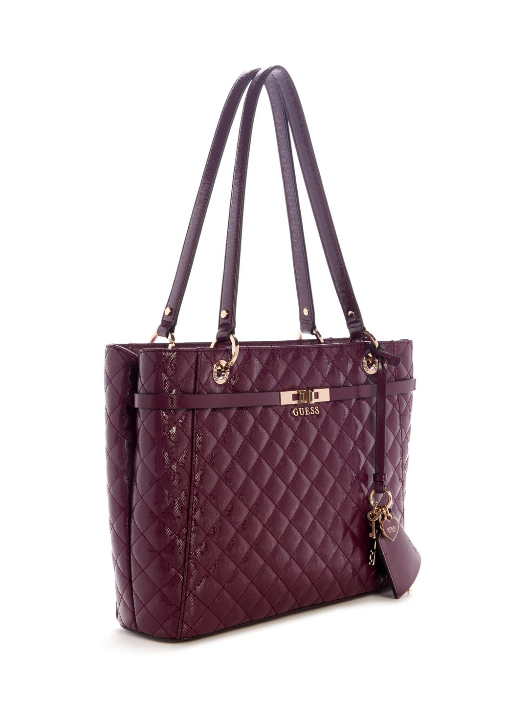GUESS Wine Quilted Idra Noel Tote Bag