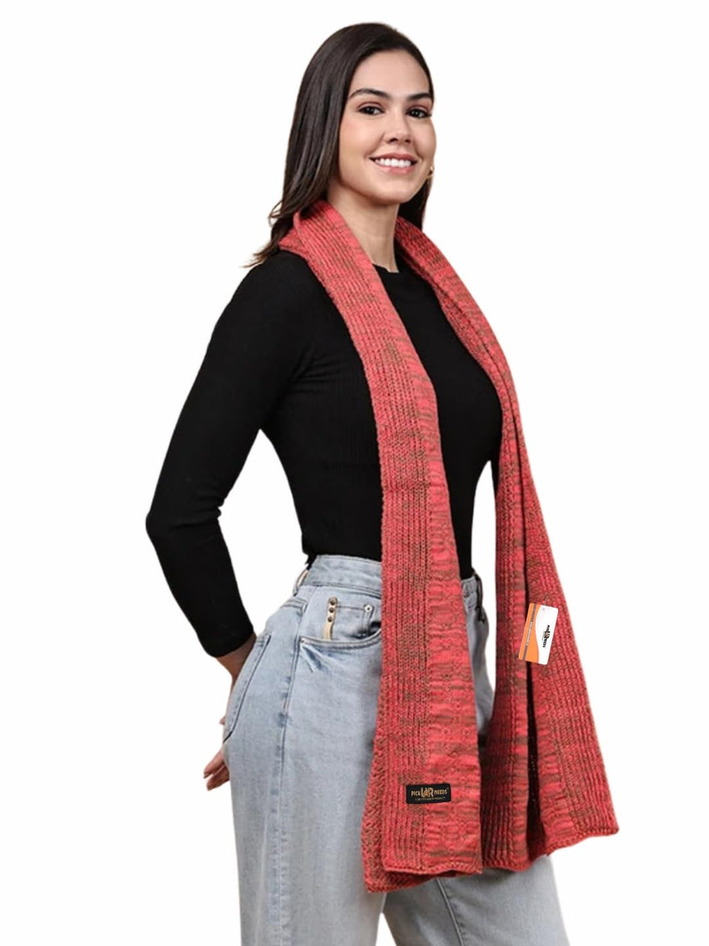 Pick Ur Needs Women’s Knitted Winter Scarf – Soft, Warm & Stylish Casual Long Muffler Stole for Girls (Pink)