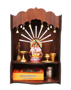 HOMEWEY DECOR Wooden Home Temple Handcrafted Support Heavy Idols Luxurious Finish Pooja Mandir for Home & Office Wall Mount Mandir for Pooja Room (temple011sdark)