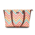 ZOUK WavBeach Wave Printed Jute Handcrafted Vegan Leather Women's Multicolor Structured Tote Bag Contemporary