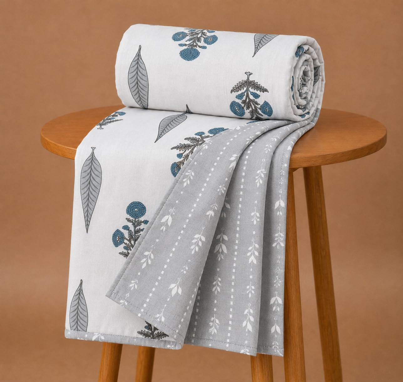 A Brand New - Umi Double Bed Dohar Blanket Cotton 160 TC | AC Quilt 84x96 Inches | Three Layer Soft Lightweight Comforter | Trendy Elegant Bedspread Kafalo