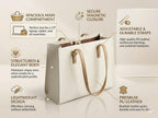 PAVILONN Tote Bag for Women PU Leather Handbag Ladies Shoulder Purse Office Shopping Travel Carryall Large Capacity Fashion Daily Use Girls Tote Bag (WHITE)