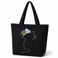 MASQ Premium ToteBag for Women with Zipper | Embroidered Foldable Shoulder Bag with Multiple Pockets | Spacious Handbag for College & Office | Eco-Friendly & Reusable (AP_TB_Tiaraa_Cat_01)