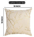 Stuffique Velvet Foil Cushion Covers 18 inch x 18 inch Set of 2, Cream