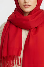 FM Trends Stylish Plain Scarf for Women & Girls | Solid Color Stole, Dupatta, Shawl | Elegant Ladies Accessory (Red, 1.8 meters)