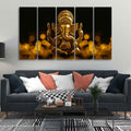 VIBECRAFTS Ganesha Canvas Wall Painting of Five Pieces For Home|Office|Living Room|Gift (PTVC5Pcs4_8636)