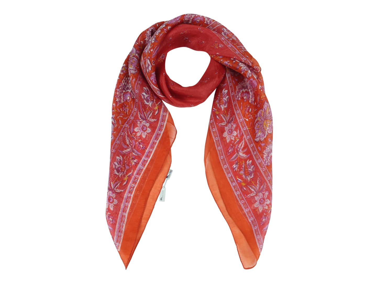 Cashmere Craft Women Men 100% Silk Orange Printed Scarf Size (40 x 40 Inch) CCSILK563