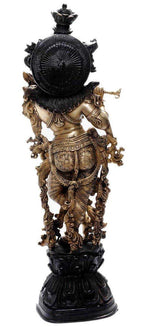 SVARUP Brass Krishna Statue Murli Kishan Murti Gold Color