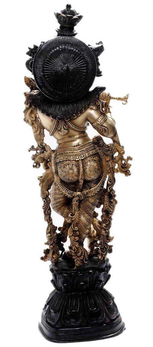 SVARUP Brass Krishna Statue Murli Kishan Murti Gold Color