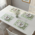 TheTableTales Premium Faux Leather Dining Placemat Set of 4 | Modern Green Geometric Leaf Table Mat | Waterproof Heat Resistant Washable Non-Slip Place Mats for Kitchen Dining Table Home Restaurant Kafalo