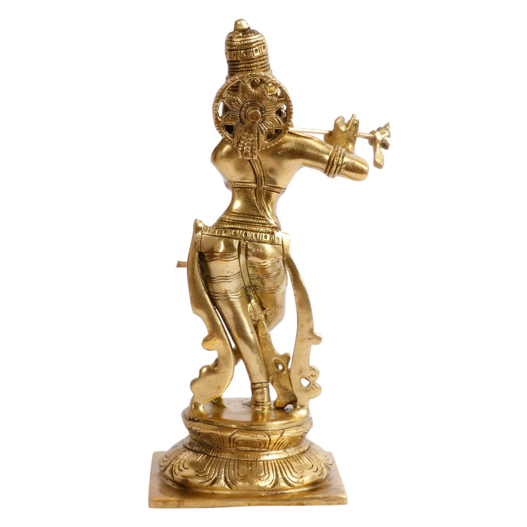 SVARUP Brass Krishna Bhagwan Murti in Gold Color Height 10 Inch
