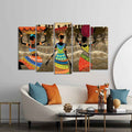 VIBECRAFTS Premium Canvas Wall Painting of African Warli Art Set of Five Pieces For Home|Office|Living Room|Gift (PTVC5Pcs2_6634N)