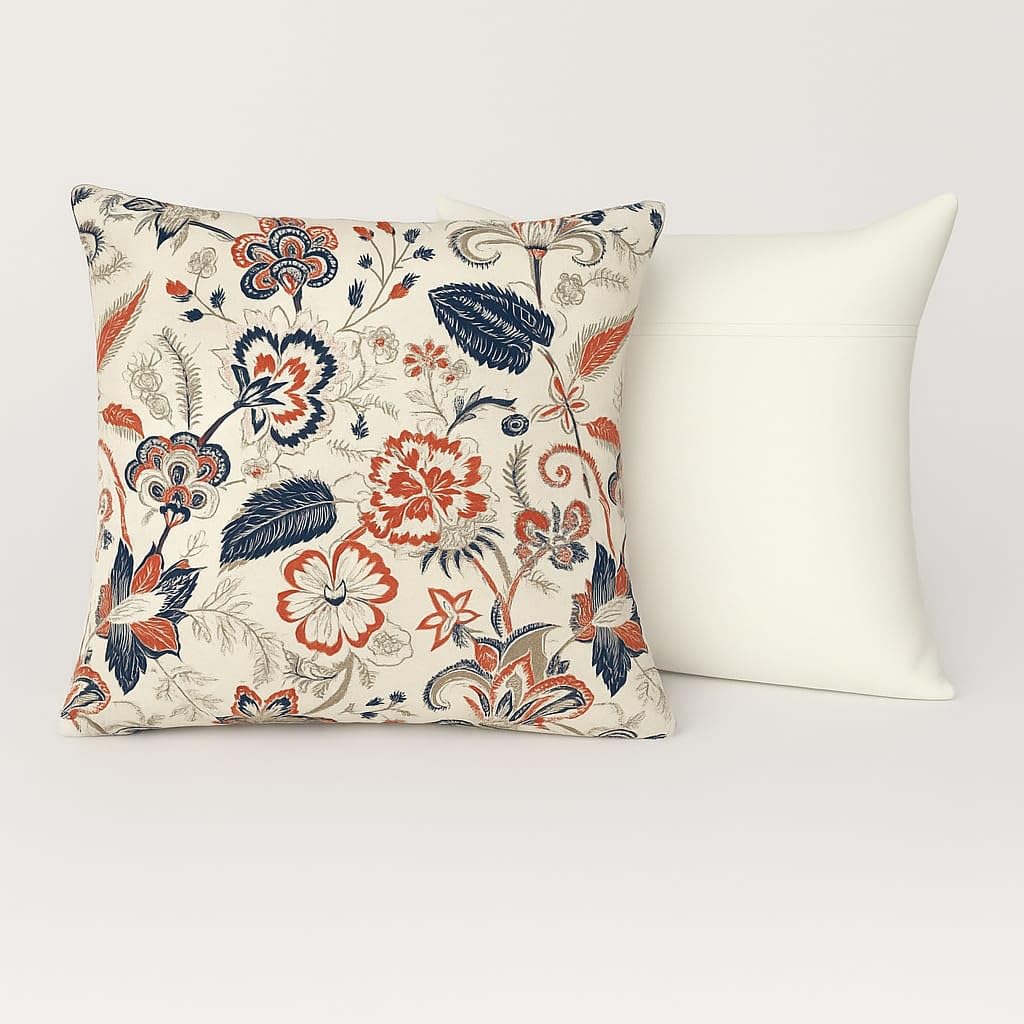 AMAZE ATTIRES Velvet Cushion Cover 18x18 Inch – Set of 3 Decorative Throw Pillow Covers for Sofa, Couch or Bed – Designer Printed Square Cushion Covers – Home Decor (Blue Red Floral)