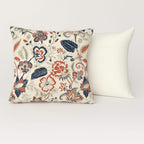 AMAZE ATTIRES Velvet Cushion Cover 18x18 Inch – Set of 3 Decorative Throw Pillow Covers for Sofa, Couch or Bed – Designer Printed Square Cushion Covers – Home Decor (Blue Red Floral)