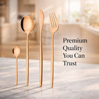 ANH MART Mirror Finish Rose Gold Plated Stainless Steel Flatware Set Copper Silverware Set Spoon Color Cutlery Set [Dinner Fork-Tea Spoon-Salad Spoon-Knife] Set of (Rose Gold 24)