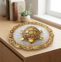 Decor And Art Metal Tortoise with Glass Plate (Gold Plated), for Good Luck & Career & Trutle Plate Yantra, Feng Shui, Vaastu (Aluminium) Decorative Showpiece -5.5 inc.