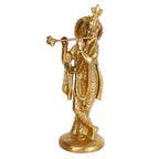 ARTVARKO Brass Statue Murti of Lord Krishna Idol Playing Flute for Home Décor Living Room Pooja Item Temple Mandir Gallery 10 Inch