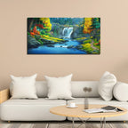 VIBECRAFTS Canvas Paintings for Living Room Drawing Room A Beautiful Scenery of Waterfall In Forest Canvas Wall Painting for Home|Office|Gift(PTVCH_2379N)