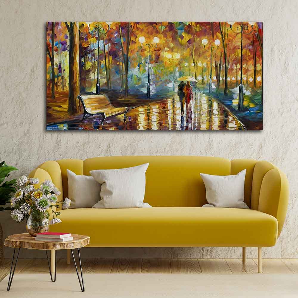 VIBECRAFTS Homcraft Canvas Paintings for Living Room Drawing Room Rain's Rustle Canvas Wall Painting Fitted With Wooden Frame For Home | Office | Living Room | Gifts (PTVCH_2534N)